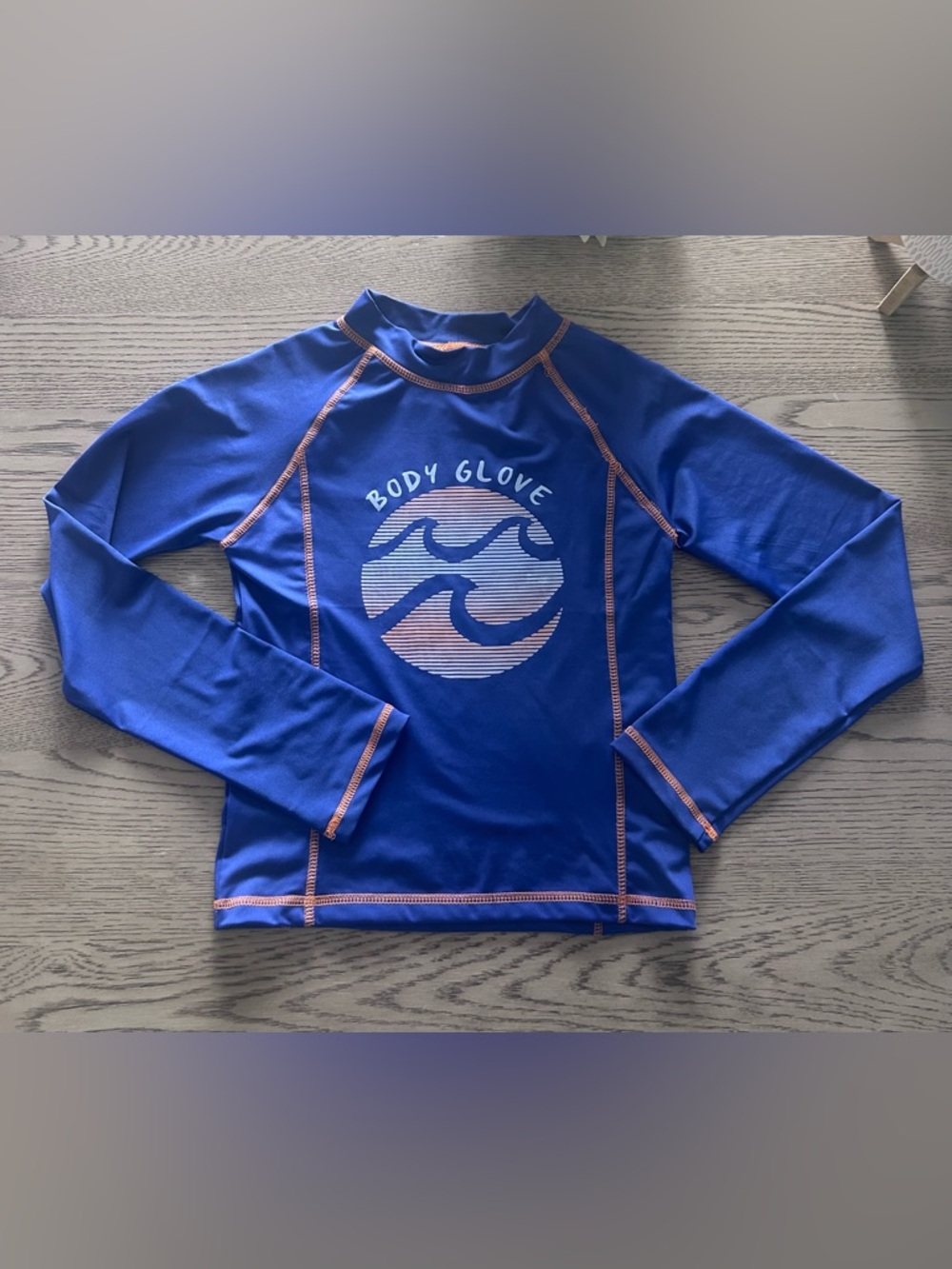 Body Glove Blue Rash Guard with Orange Stitching